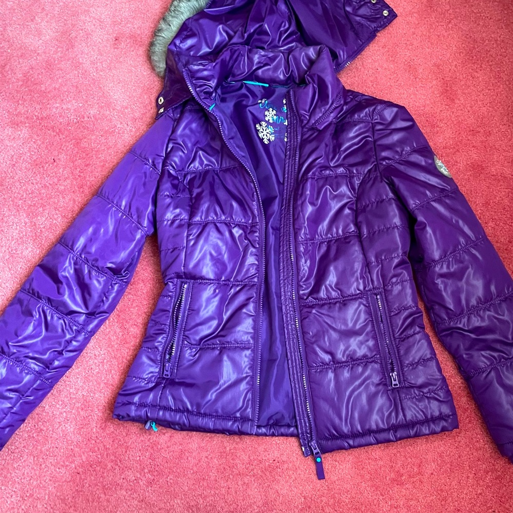 Purple puffer jacket y2k
